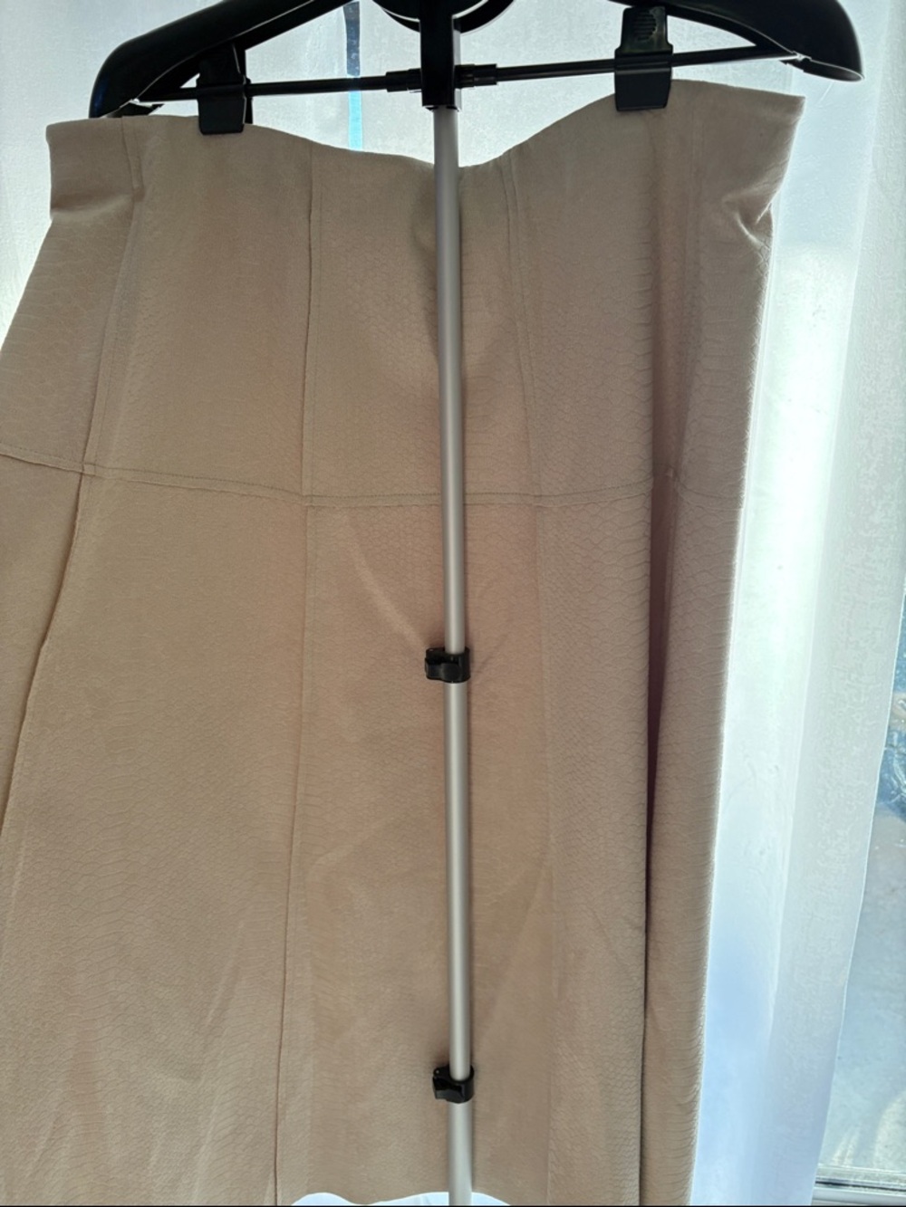 Tantrums Cream Faux Suede Textured Midi Skirt 2x